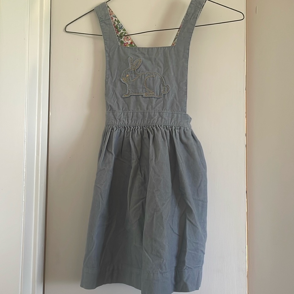 Mini Boden blue bunnie jumper dress 5/6y